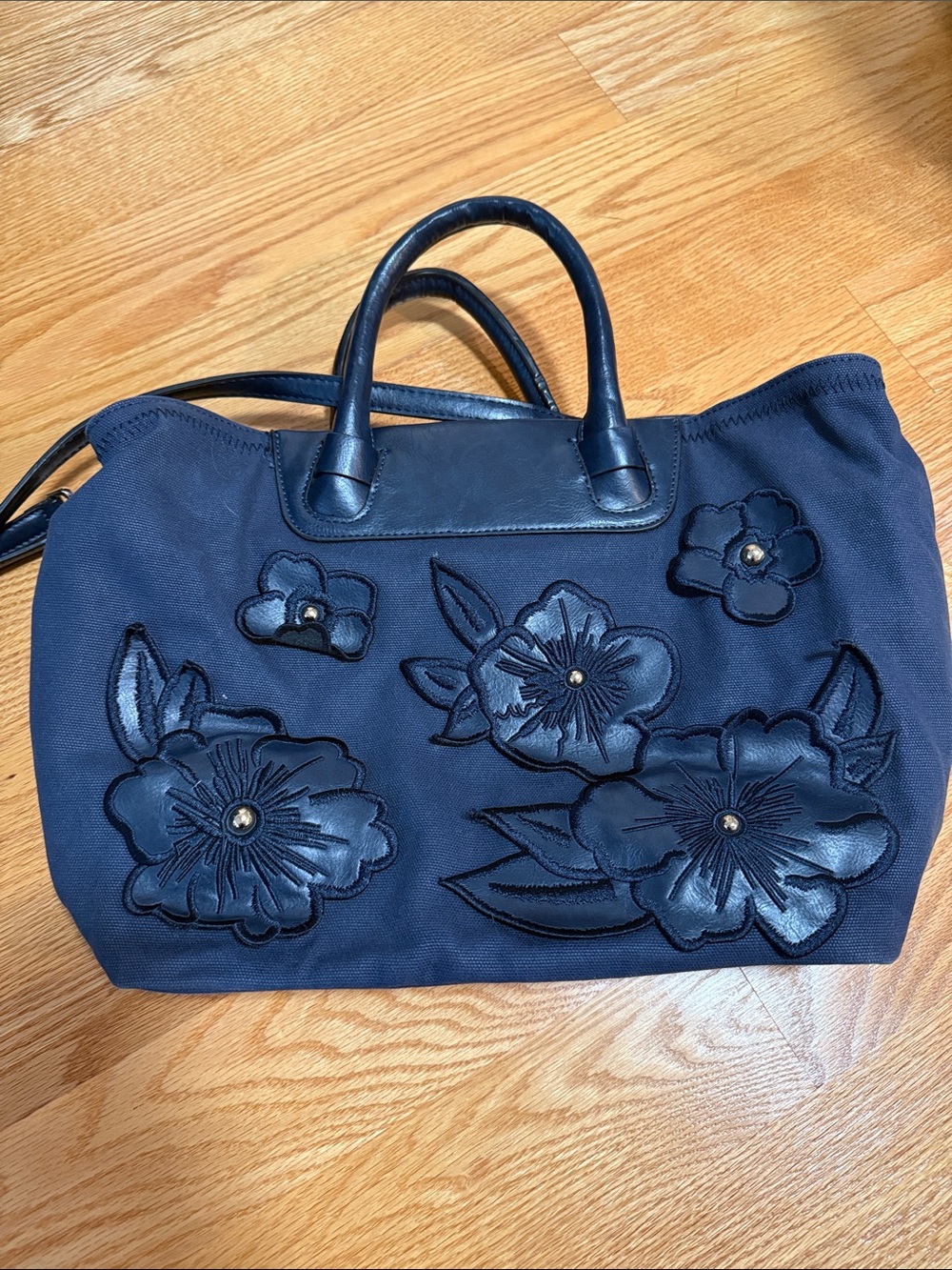 Tommy Bahama Navy Floral Appliqué Tote